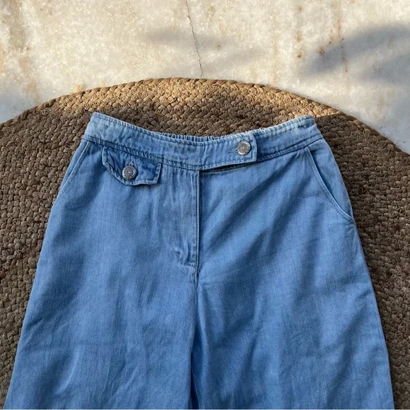 Blue Straight Pants with side slits - Picture 3 of 9